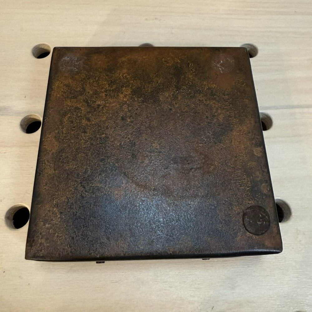 RARE Jan Barboglio Cast Iron Crested Crown 6.5” Square Box Retired Brutalist - Picture 9 of 16